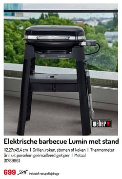 Weber elektrische barbecue lumin met stand