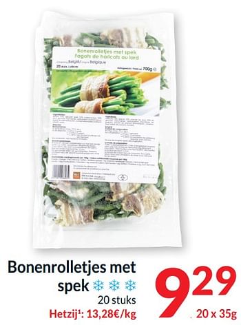Promotions Bonenrolletjes met spek - Produit maison - Intermarche - Valide de 26/03/2024 à 01/04/2024 chez Intermarche