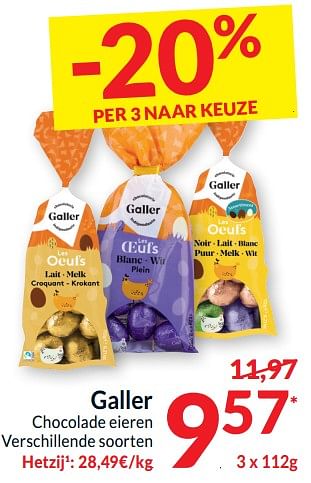 Promotions Galler chocolade eieren - Galler - Valide de 26/03/2024 à 01/04/2024 chez Intermarche
