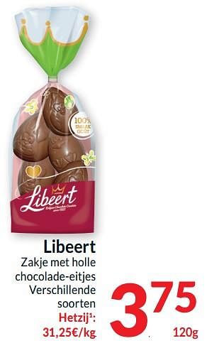 Promoties Libeert zakje met holle chocolade-eitjes - Libeert - Geldig van 26/03/2024 tot 01/04/2024 bij Intermarche