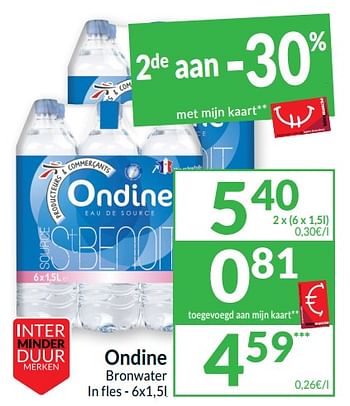 Promoties Ondine bronwater - Ondine - Geldig van 26/03/2024 tot 01/04/2024 bij Intermarche
