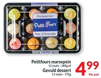 Promoties Petitfours marsepein of gevuld dessert - Huismerk - Intermarche - Geldig van 26/03/2024 tot 01/04/2024 bij Intermarche