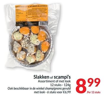 Promoties Slakken of scampi’s assortiment of met look - Huismerk - Intermarche - Geldig van 26/03/2024 tot 01/04/2024 bij Intermarche