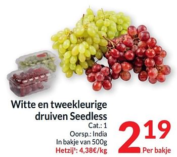 Promotions Witte en tweekleurige druiven seedless - Produit maison - Intermarche - Valide de 26/03/2024 à 01/04/2024 chez Intermarche