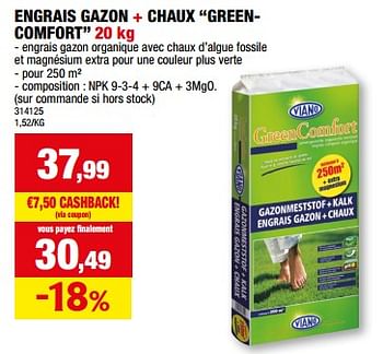 Promoties Engrais gazon + chaux greencomfort - Viano - Geldig van 20/03/2024 tot 31/03/2024 bij Hubo