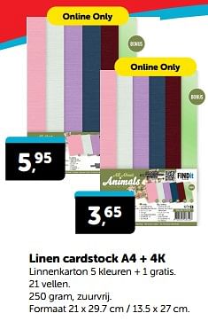 Promoties Linen cardstock a4 + 4k - Huismerk - Boekenvoordeel - Geldig van 23/03/2024 tot 31/03/2024 bij BoekenVoordeel