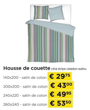 Promotions Housse de couette citta stripe celadon-walnu - Produit maison - Molecule - Valide de 01/03/2024 à 31/03/2024 chez Molecule