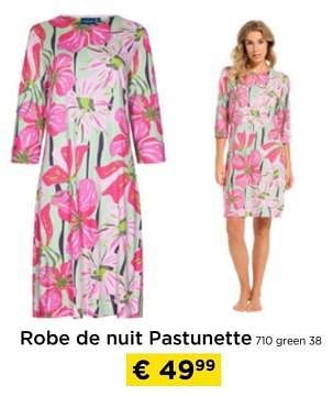 Promoties Robe de nuit pastunette 710 green 38 - Pastunette - Geldig van 01/03/2024 tot 31/03/2024 bij Molecule