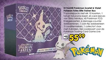 Promoties Pokémon scarlet + violet paldean fates elite trainer box - Nintendo - Geldig van 16/03/2024 tot 14/04/2024 bij ToyChamp