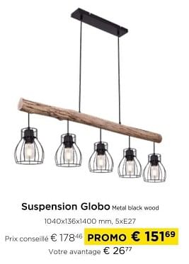 Promotions Supension globo metal black wood - Globo - Valide de 01/03/2024 à 31/03/2024 chez Molecule