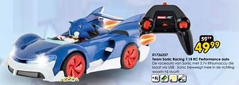 Promoties Team sonic racing rc performance auto - Carrera - Geldig van 16/03/2024 tot 14/04/2024 bij ToyChamp