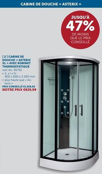 Promoties Cabine de douche asterix xl avec robinet thermostatique - Huismerk - Zelfbouwmarkt - Geldig van 26/03/2024 tot 01/04/2024 bij Zelfbouwmarkt