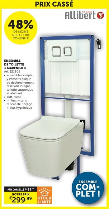 Promotions Ensemble de toilette marengo - Allibert - Valide de 26/03/2024 à 01/04/2024 chez Zelfbouwmarkt