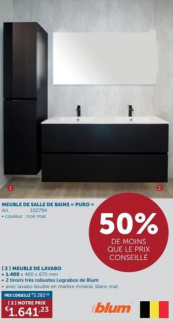 Promotions Meuble de salle de bains puro meuble de lavabo - Blum - Valide de 26/03/2024 à 01/04/2024 chez Zelfbouwmarkt