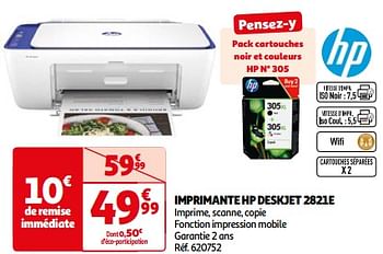 Promoties Imprimante hp deskjet 2821e - HP - Geldig van 26/03/2024 tot 01/04/2024 bij Auchan