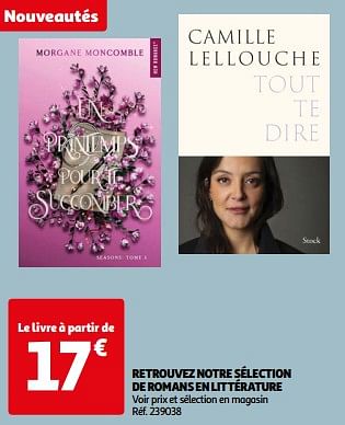 Promoties Retrouvez notre sélection de romans en littérature - Huismerk - Auchan - Geldig van 26/03/2024 tot 01/04/2024 bij Auchan