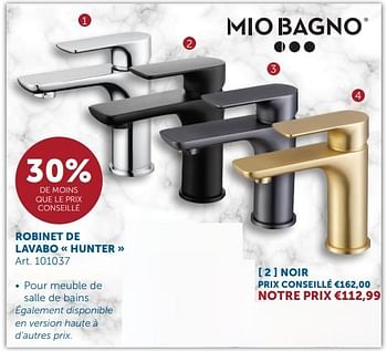 Promotions Robinet de lavabo hunter noir - Mio Bagno - Valide de 26/03/2024 à 01/04/2024 chez Zelfbouwmarkt