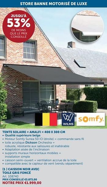 Promotions Tente solaire amalfi caisson noir avec toile gris foncé - Somfy - Valide de 26/03/2024 à 01/04/2024 chez Zelfbouwmarkt