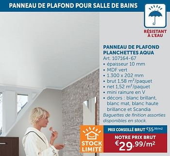 Promoties Panneau de plafond planchettes aqua - Huismerk - Zelfbouwmarkt - Geldig van 26/03/2024 tot 01/04/2024 bij Zelfbouwmarkt