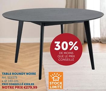 Promotions Table roundy noire - Produit maison - Zelfbouwmarkt - Valide de 26/03/2024 à 01/04/2024 chez Zelfbouwmarkt