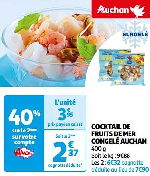 Promoties Cocktail de fruits de mer congelé auchan - Huismerk - Auchan - Geldig van 26/03/2024 tot 01/04/2024 bij Auchan
