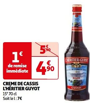 Promoties Creme de cassis l`héritier guyot - L'Héritier-Guyot - Geldig van 26/03/2024 tot 01/04/2024 bij Auchan