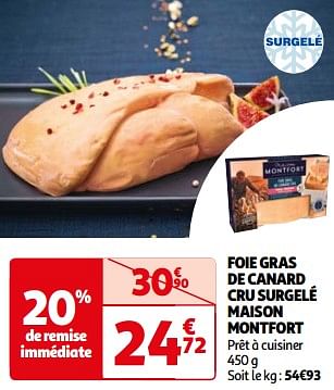 Promoties Foie gras de canard cru surgelé maison montfort - Maison Montfort - Geldig van 26/03/2024 tot 01/04/2024 bij Auchan