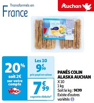 Promoties Panés colin alaska auchan - Huismerk - Auchan - Geldig van 26/03/2024 tot 01/04/2024 bij Auchan