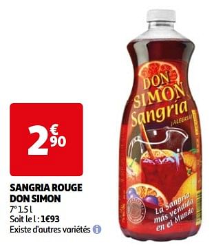 Promoties Sangria rouge don simon - Don Simon - Geldig van 26/03/2024 tot 01/04/2024 bij Auchan