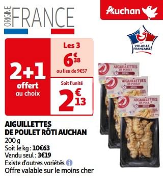 Promoties Aiguillettes de poulet rôti auchan - Huismerk - Auchan - Geldig van 26/03/2024 tot 01/04/2024 bij Auchan