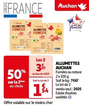 Promotions Allumettes auchan - Produit Maison - Auchan Ronq - Valide de 26/03/2024 à 01/04/2024 chez Auchan Ronq