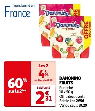 Promoties Danonino fruits - Danone - Geldig van 26/03/2024 tot 01/04/2024 bij Auchan