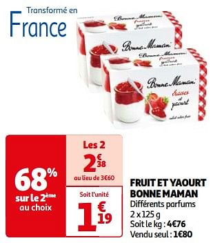 Promoties Fruit et yaourt bonne maman - Bonne Maman - Geldig van 26/03/2024 tot 01/04/2024 bij Auchan