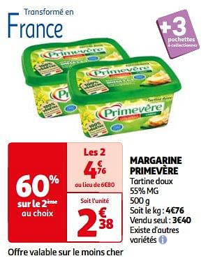 Promoties Margarine primevère - Primevère - Geldig van 26/03/2024 tot 01/04/2024 bij Auchan