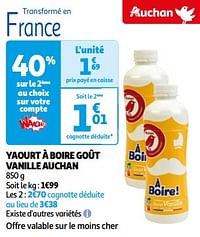 Yaourt à boire goût vanille auchan-Huismerk - Auchan