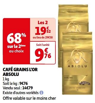 Promotions Café grains l`or absolu - Douwe Egberts - Valide de 26/03/2024 à 01/04/2024 chez Auchan Ronq