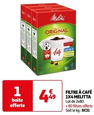 Promoties Filtre à café 1x4 melitta - Melitta - Geldig van 26/03/2024 tot 01/04/2024 bij Auchan