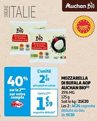 Mozzarella di bufala aop auchan bio-Huismerk - Auchan