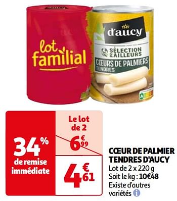 Promoties Coeur de palmier tendres d`aucy - D'Aucy - Geldig van 26/03/2024 tot 01/04/2024 bij Auchan