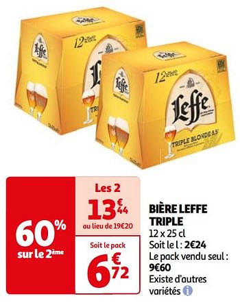 Promoties Bière leffe triple - Leffe - Geldig van 26/03/2024 tot 01/04/2024 bij Auchan