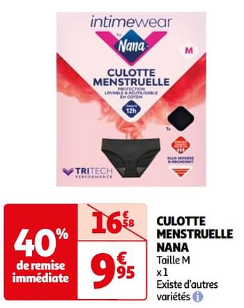 Promoties Culotte menstruelle nana - Nana - Geldig van 26/03/2024 tot 01/04/2024 bij Auchan