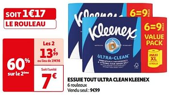 Promoties Essuie tout ultra clean kleenex - Kleenex - Geldig van 26/03/2024 tot 01/04/2024 bij Auchan