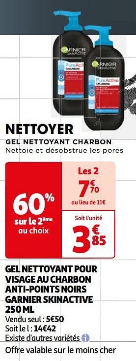 Promoties Gel nettoyant pour visage au charbon anti-points noirs garnier skinactive - Garnier - Geldig van 26/03/2024 tot 01/04/2024 bij Auchan