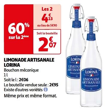Promotions Limonade artisanale lorina - LORINA - Valide de 26/03/2024 à 01/04/2024 chez Auchan Ronq