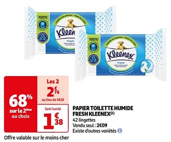 Promoties Papier toilette humide fresh kleenex - Kleenex - Geldig van 26/03/2024 tot 01/04/2024 bij Auchan