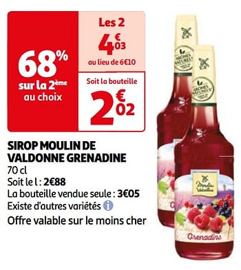 Promoties Sirop moulin de valdonne grenadine - Moulin de  Valdonne - Geldig van 26/03/2024 tot 01/04/2024 bij Auchan