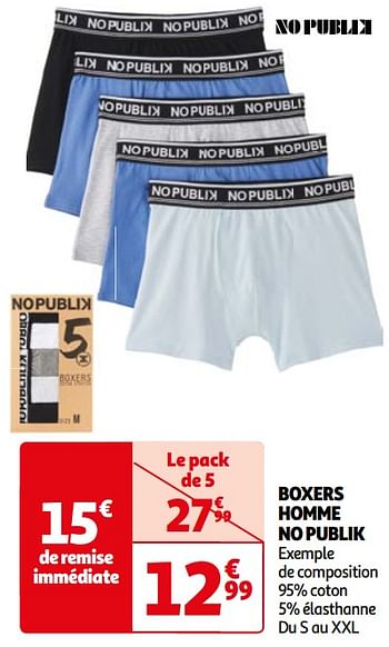 Promoties Boxers homme no publik - No Publik - Geldig van 26/03/2024 tot 01/04/2024 bij Auchan
