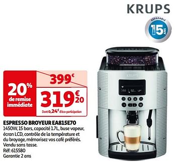 Promoties Krups espresso broyeur ea815e70 - Krups - Geldig van 26/03/2024 tot 01/04/2024 bij Auchan