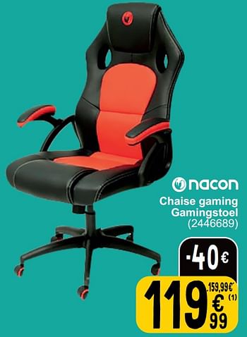 Promoties Chaise gaming gamingstoel - Nacon - Geldig van 19/03/2024 tot 30/03/2024 bij Cora