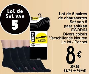 Promoties Lot de 5 paires de chaussettes set van 5 paar sokken ecodim - Dim - Geldig van 19/03/2024 tot 30/03/2024 bij Cora